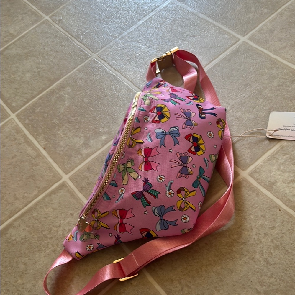 Pink Floral Crossbody Bag with Glossy Finish